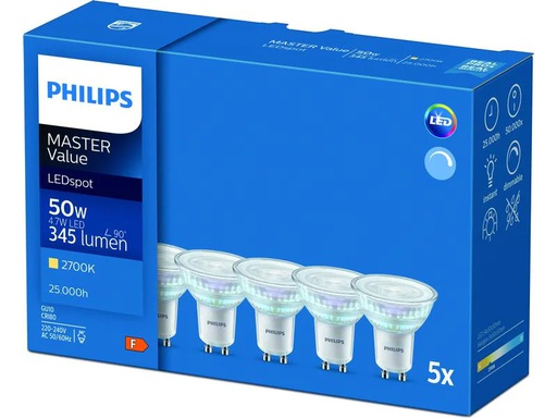 [90196392 1254049] Philips Professional Lampe MASTER LED spot VLE D 4.7-50W GU10 827 36D 5CT