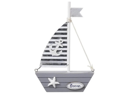 [90196502 1239189] HobbyFun Mini-Fahrzeug Holz-Segelboot 18.5 x 12 cm