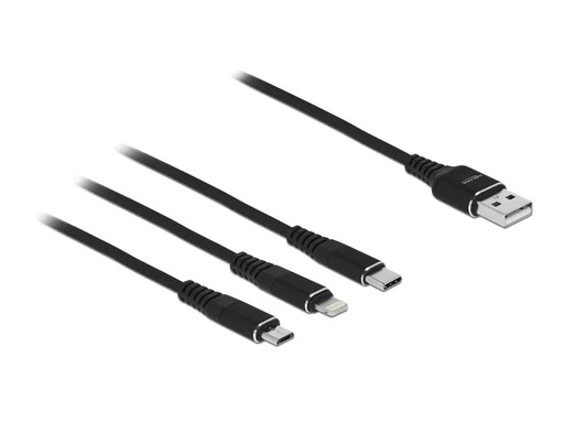 [90196552 1264499] Delock USB-Ladekabel USB A - Lightning/Micro-USB B/USB C 1 m