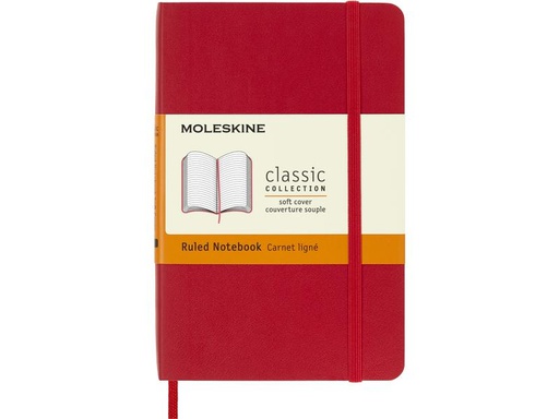 [90196903 1267097] Moleskine Notizbuch Classic A6, Liniert, Softcover Scharlachrot