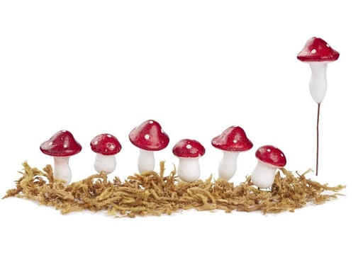 [90196935 1270994] HobbyFun Mini-Figur Fliegenpilz mit Moos, 2 - 3 cm