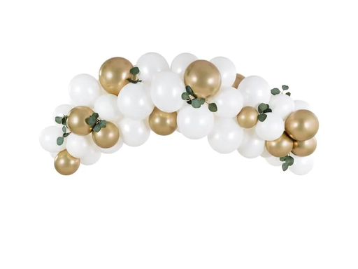 [90197305 1269828] Partydeco Luftballon Girlande Weiss-Gold 2 m, 60 Ballons