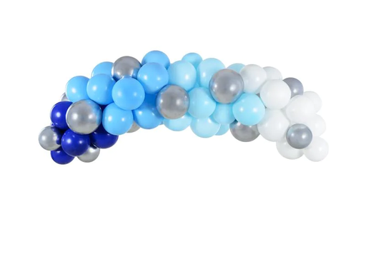 [90197555 1269830] Partydeco Luftballon Girlande Blau-Silber 2 m, 60 Ballons