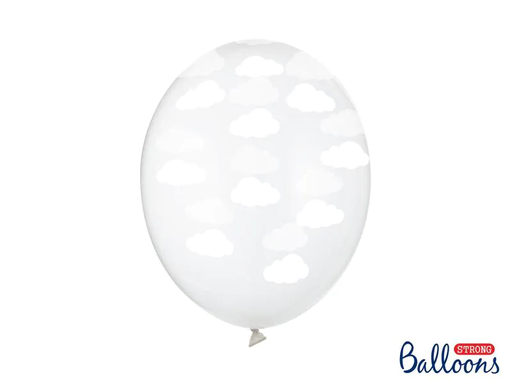 [90197785 1269850] Partydeco Luftballon Wolken Transparent/Weiss Ø 30 cm, 6 Stück