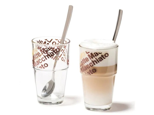 [90029995 554628] Leonardo Latte Macchiato Becher 410 ml, 2 Stück, Transparent
