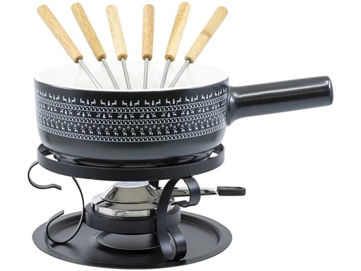 [90197905 1265631] Kadastar Käsefondue-Set Nordic Deer 9 Teile, Schwarz