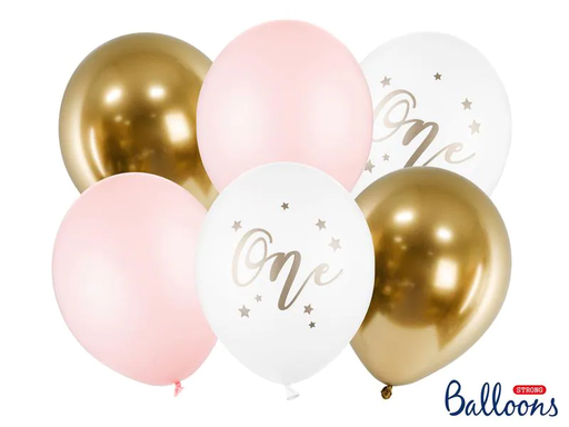 [90198255 1269841] Partydeco Luftballon One Pastellpink Ø 30 cm, 6 Stück
