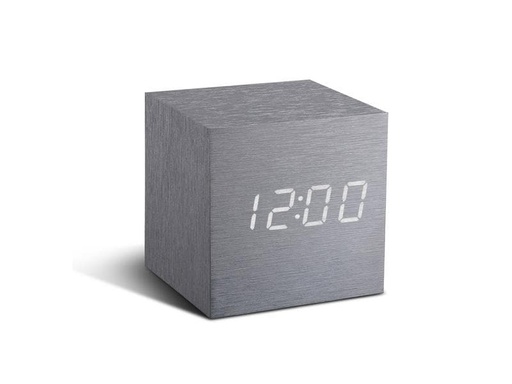[90198786 1277181] Gingko Digitalwecker Cube Click Clock Silber