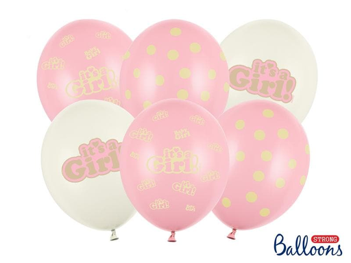 [90199204 1269853] Partydeco Luftballon Its a girl Pastellpink Ø 30 cm, 6 Stück