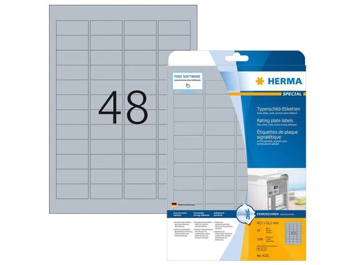 [90030177 1060059] HERMA Typenschild-Etiketten 4221 45.7 x 21.2 mm