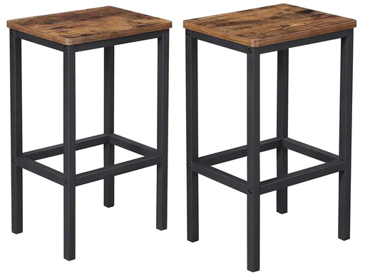 [90030530 1171299] VASAGLE Barhocker eckig, 2er Set 40 x 65 cm, Braun/Schwarz