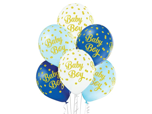 [90200578 1261377] Belbal Luftballon Baby Boy Dots Blau/Weiss, Ø 30 cm, 50 Stück