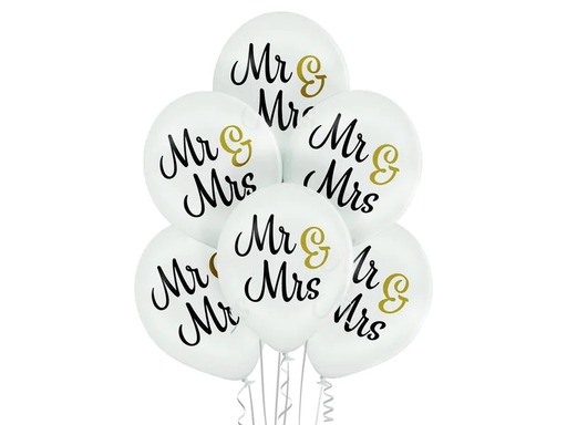 [90200685 1261383] Belbal Luftballon Mr &amp; Mrs Gold/Schwarz/Weiss, Ø 30 cm, 50 Stück