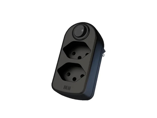 [90200725 1283160] Max Hauri Mehrfachstecker maxADAPT 2 x T13 mit Schalter, Schwarz