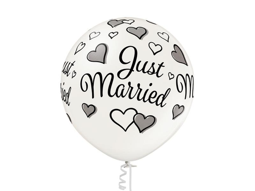 [90200836 1261446] Belbal Luftballon Just Married Weiss, Ø 60 cm, 2 Stück