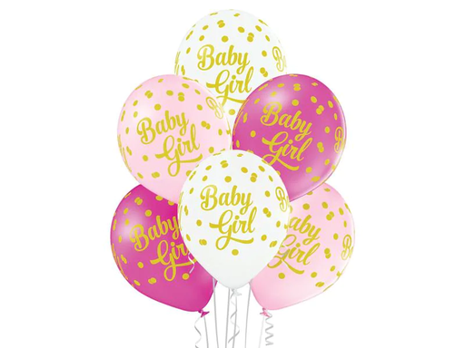 [90200963 1261378] Belbal Luftballon Baby Girl Dots Rosa/Weiss, Ø 30 cm, 50 Stück
