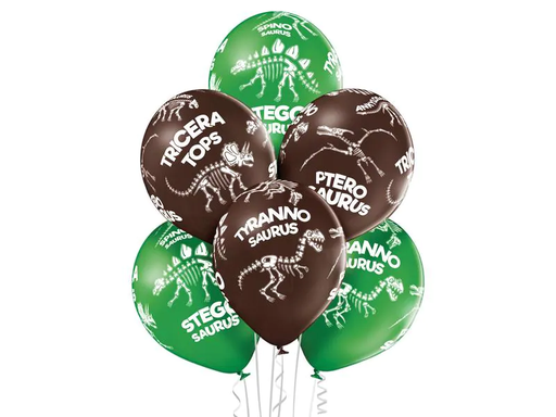 [90201177 1261379] Belbal Luftballon Dino Skelets Braun/Grün, Ø 30 cm, 50 Stück