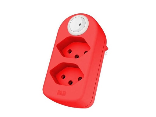 [90201328 1283161] Max Hauri Mehrfachstecker maxAdapt BS, 2 x T13, mit Schalter, Rot