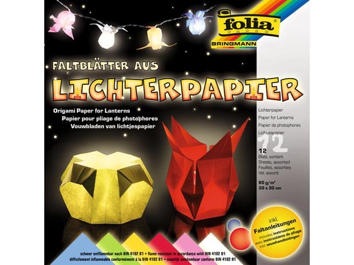 [90201421 287935] Folia Faltblätter 33 x 33 cm, 80 g/m²,  12 Stück, Mehrfarbig