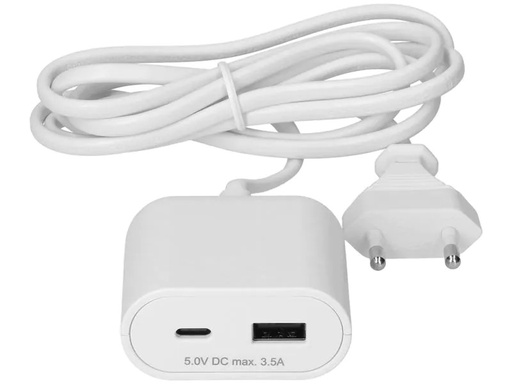 [90201510 1286555] Max Hauri USB A+C-Verlängerung mit Zuleitung 1.5 m Weiss