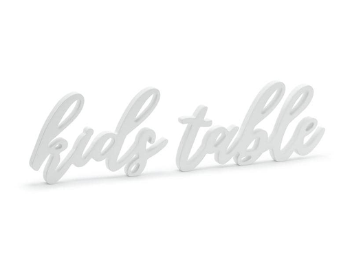 [90201543 1279863] Partydeco Hochzeitsaccessoire Holzschrift Kids Table 38 x 10 cm, Weiss
