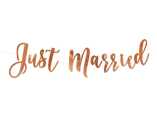 [90201654 1279839] Partydeco Girlande Just Married 20 x 77 cm, Rosegold
