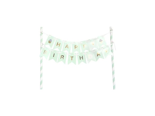 [90201688 1281736] I AM CREATIVE Kuchen-Topper Birthday 1 Stück, Gold/Mint