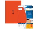 HERMA Universal-Etiketten A4 Ablösbar 210 x 297 mm Rot, 20 Blatt