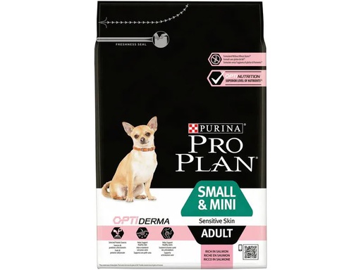 [90201852 1279487] Purina Pro Plan Trockenfutter S/Mini Adult Sensitive Skin Lachs, 3 kg