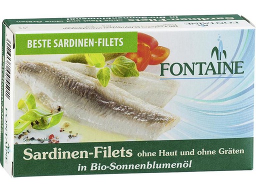 [90031033 1028830] Fontaine Konserven Sardinen-Filets in Sonnenblumenöl 120 g