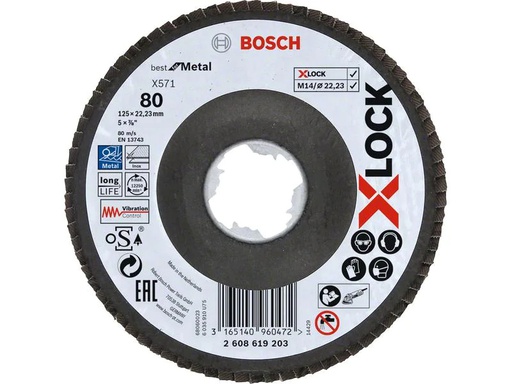 [90201983 1282727] Bosch Professional Fächerschleifscheibe X-LOCK Best for Metal K80 125 mm