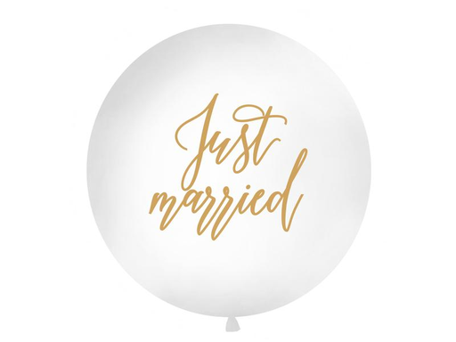 [90202211 1279877] Partydeco Luftballon Just Married Ø 1 m, Weiss