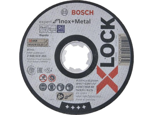 [90202425 1282740] Bosch Professional Trennscheibe gerade X-LOCK Expert for Inox &amp; Metal 115 mm