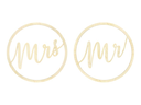 Partydeco Hochzeitsaccessoire Mrs Mr D: 38 cm, 2 Stück, Braun