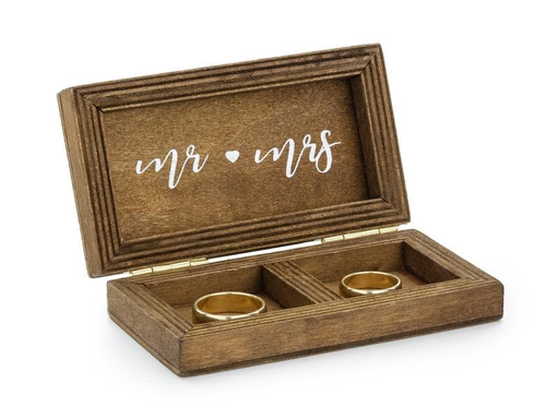 [90202729 1279952] Partydeco Hochzeitsaccessoire Ring Box Hochzeit 10 x 5.5 x 2 cm, Braun