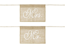 Partydeco Hochzeitsaccessoire Stuhlschild Mr Mrs 30 x 21.5 cm, Braun