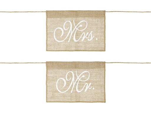 [90202760 1279897] Partydeco Hochzeitsaccessoire Stuhlschild Mr Mrs 30 x 21.5 cm, Braun