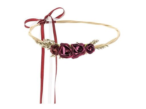 [90202764 1279850] Partydeco Hochzeitsaccessoire Blumenkranz 18 cm, Weinrot
