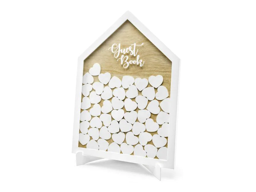 [90202821 1279997] Partydeco Hochzeitsaccessoire Gästebuch mit 50 Herzen, Weiss/Braun