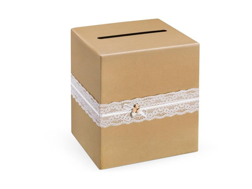 [90202836 1279960] Partydeco Hochzeitsaccessoire Kartenbox 24 x 24 x 24 cm, Braun