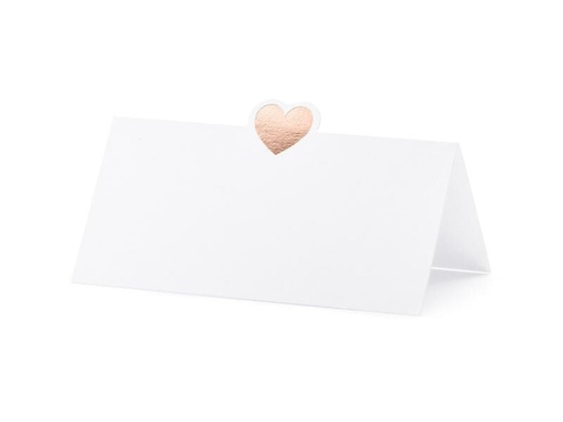 [90202950 1279913] Partydeco Tischkarte Herz 10 x 5 cm, 10 Stück, Rosegold