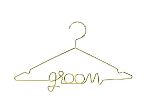 [90202971 1279857] Partydeco Hochzeitsaccessoire Kleiderbügel Groom 45 x 27 cm, Gold