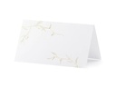 Partydeco Tischkarte Zweige 9.5 x 5.5 cm, 10 Stück, Weiss/Gold