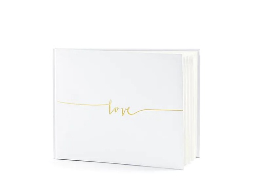 [90203070 1280009] Partydeco Gästebuch Love 24 x 18.5 cm, Weiss/Gold
