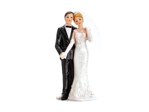 [90203098 1280023] Partydeco Kuchen-Topper Figur Brautpaar Weiss/Schwarz