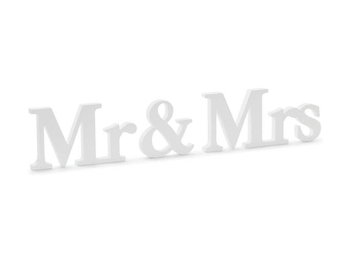 [90203101 1279865] Partydeco Hochzeitsaccessoire Holzschrift Mr &amp; Mrs 50 x 9.5 cm, Weiss