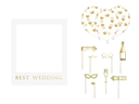 Partydeco Hochzeitsaccessoire Photo Booth Best Wedding 12-teilig, Gold