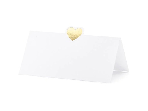 [90203237 1279914] Partydeco Tischkarte Herz 10 x 5 cm, 10 Stück, Gold