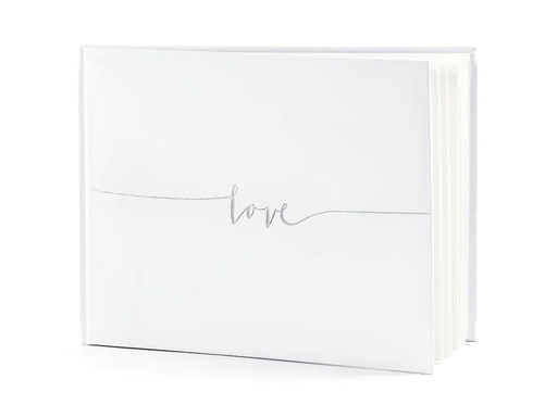 [90203287 1280008] Partydeco Gästebuch Love 24 x 18.5 cm, Weiss/Silber