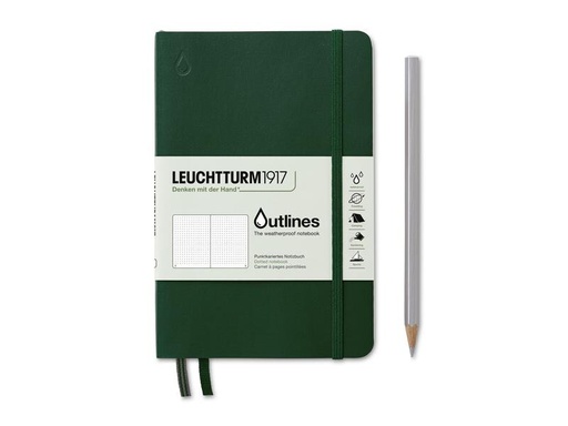 [90203431 1211330] Leuchtturm Notizbuch Outlines B6+, Dot, Grün